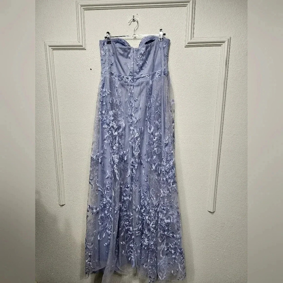Lulu's Andria Slate Blue Embroidered Strapless Maxi Dress Wedding Party Guest - Picture 10 of 10